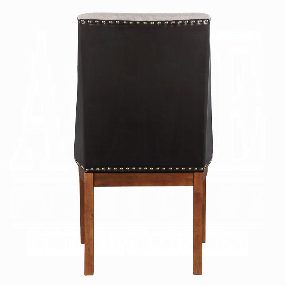 Traditional Brown Wood Dining Chairs Set of 2 Sloped Arms