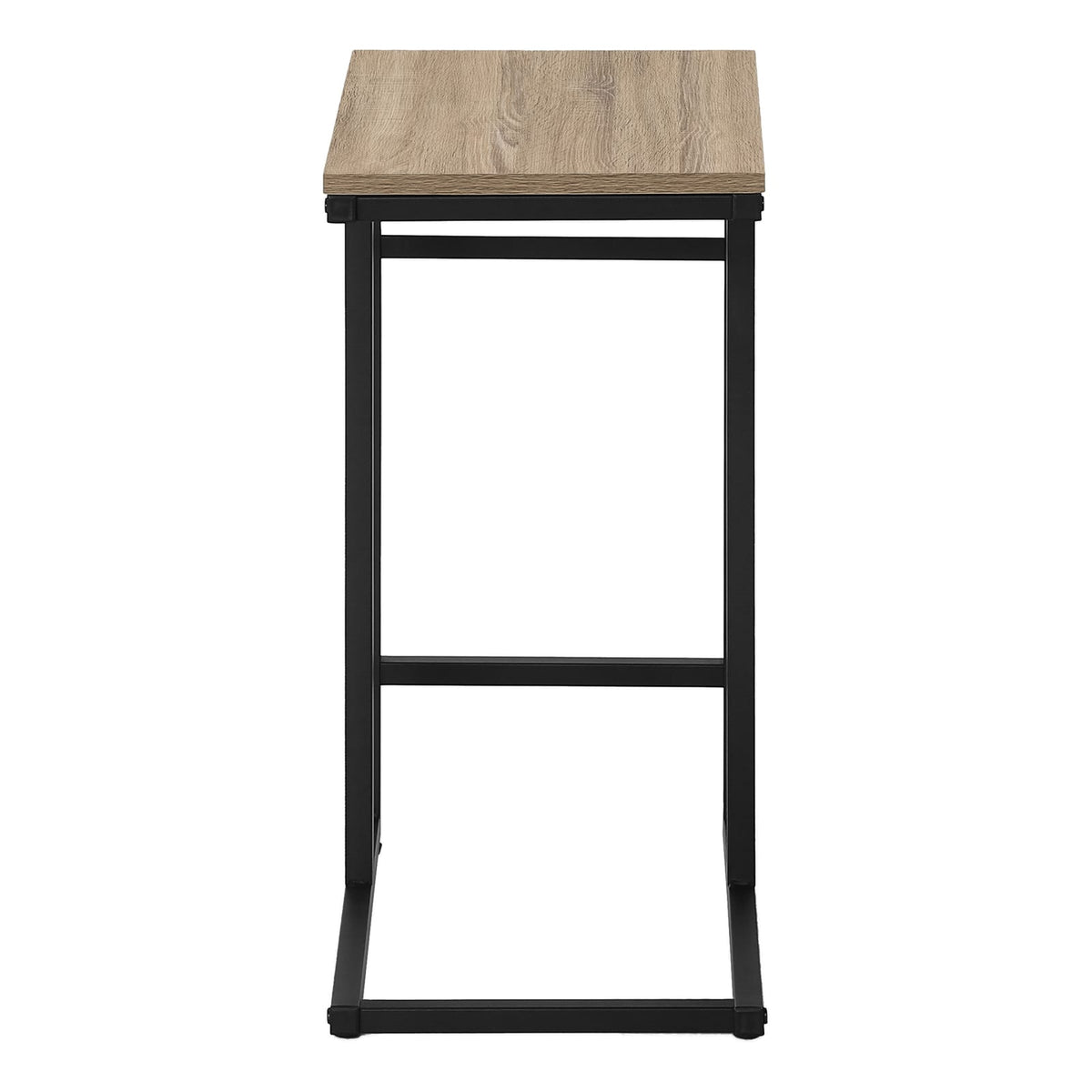 Brown C-Shaped End Table for Living Room or Guest Storage