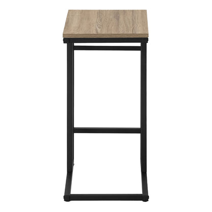 Brown C-Shaped End Table for Living Room or Guest Storage
