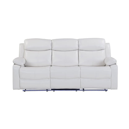 Blanche White 2PC Reclining Sofa and Loveseat with LED Lights and Speaker