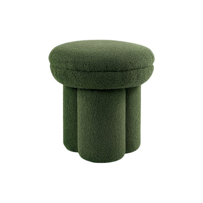 Green Fabric Stool with Pedestal Base for Modern Living Room Seating for Bedroom