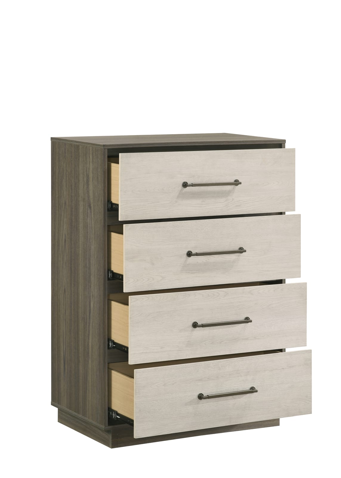 Modern 4-Drawer Chest - Beige Brown Wood for Bedroom
