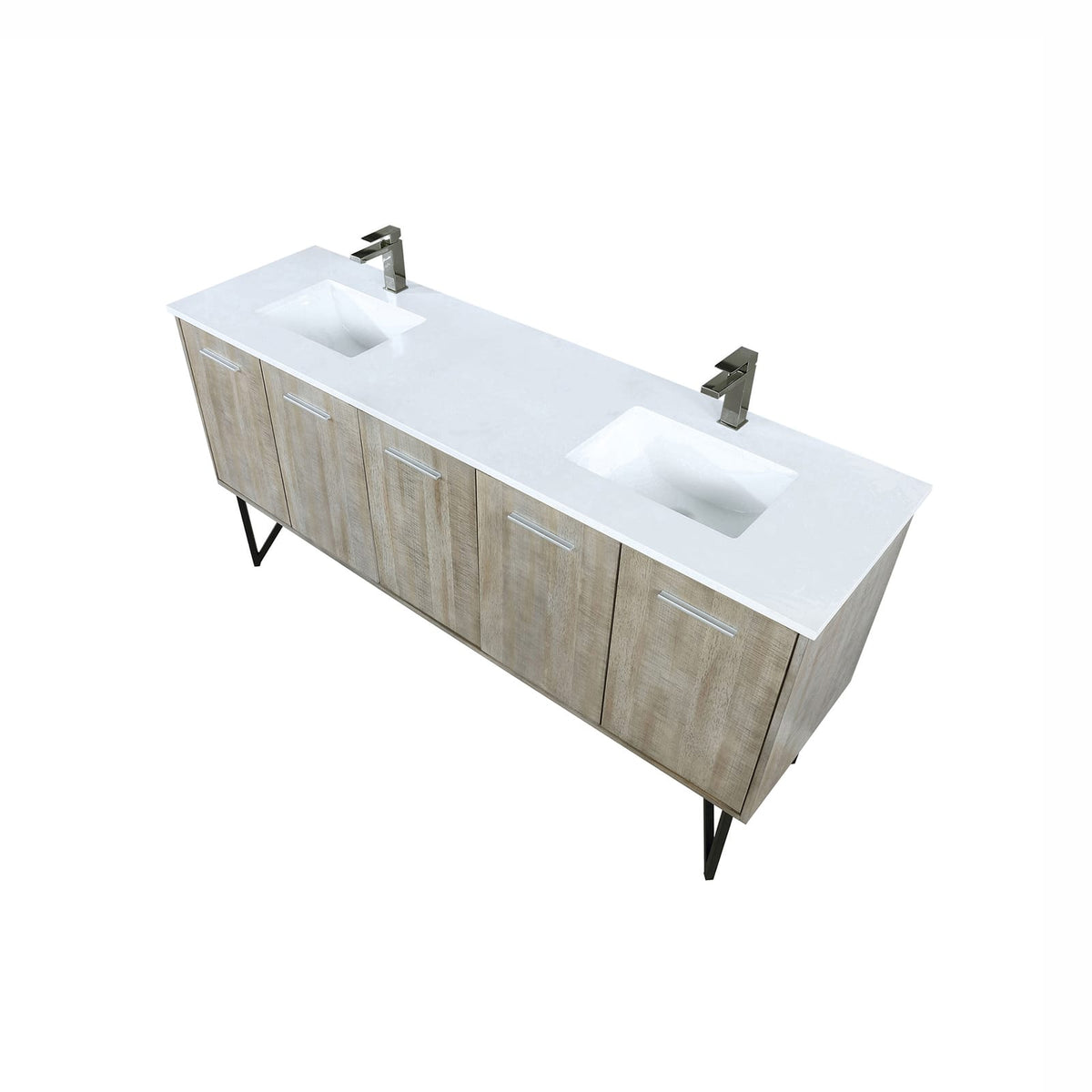 Rustic Acacia Double Bath Vanity - Storage & Faucet Included
