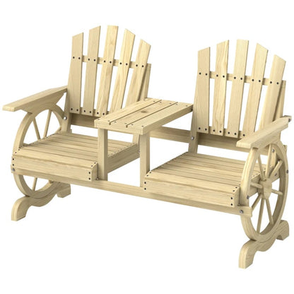 High Back Wooden Garden Bench - 2 Seat Patio Bench