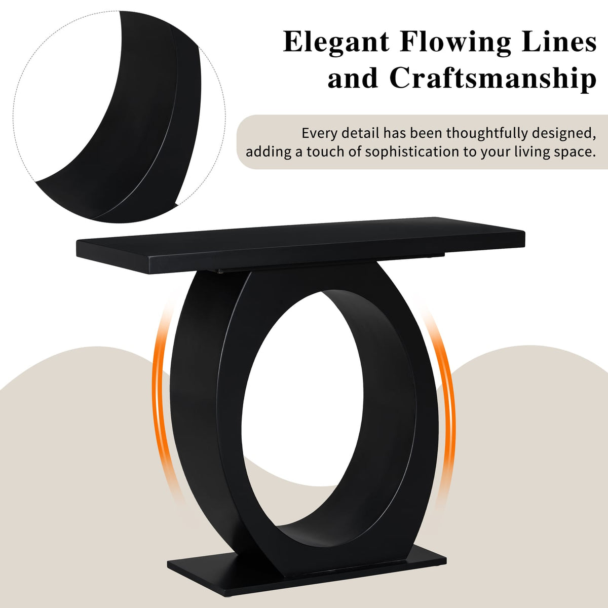 Mirod Stylish Modern Console Table - Black MDF & Acacia