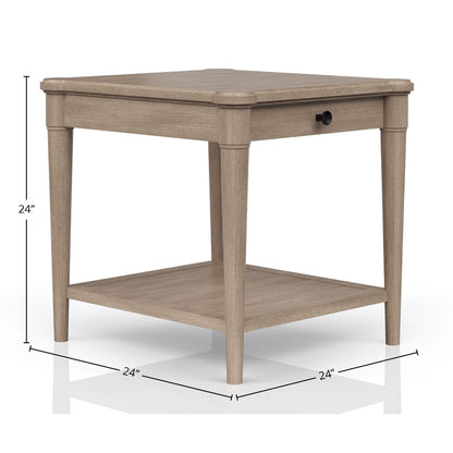 Sand Finish End Table with Storage Drawer for Living Room