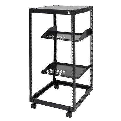 20U Server Rack - Black, Adjustable Depth Storage