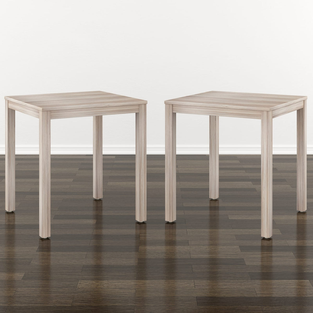 Beige End Tables Set of 2 - Compact Wood Design for Living Room