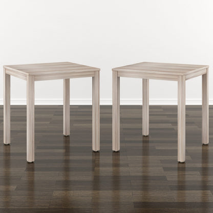 Beige End Tables Set of 2 - Compact Wood Design for Living Room