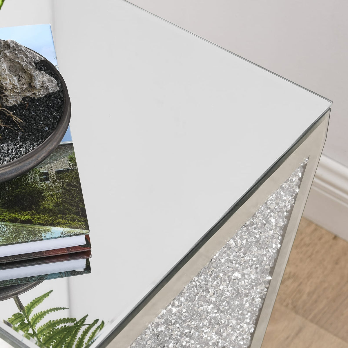 Silver Mirrored Coffee Table - Rectangular Desk & Chair Set