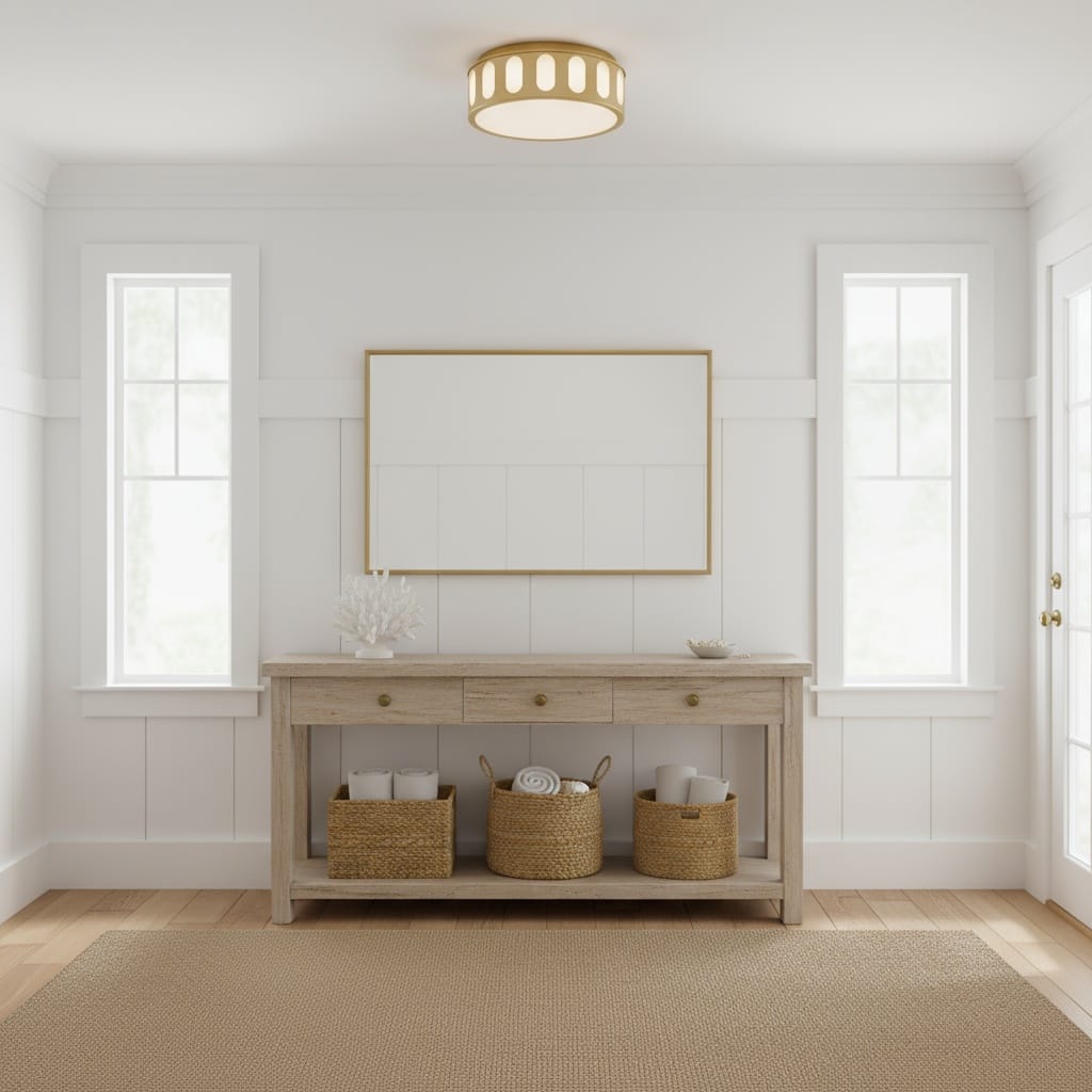 Antique Brass LED Flush Mount - Bedroom Lighting