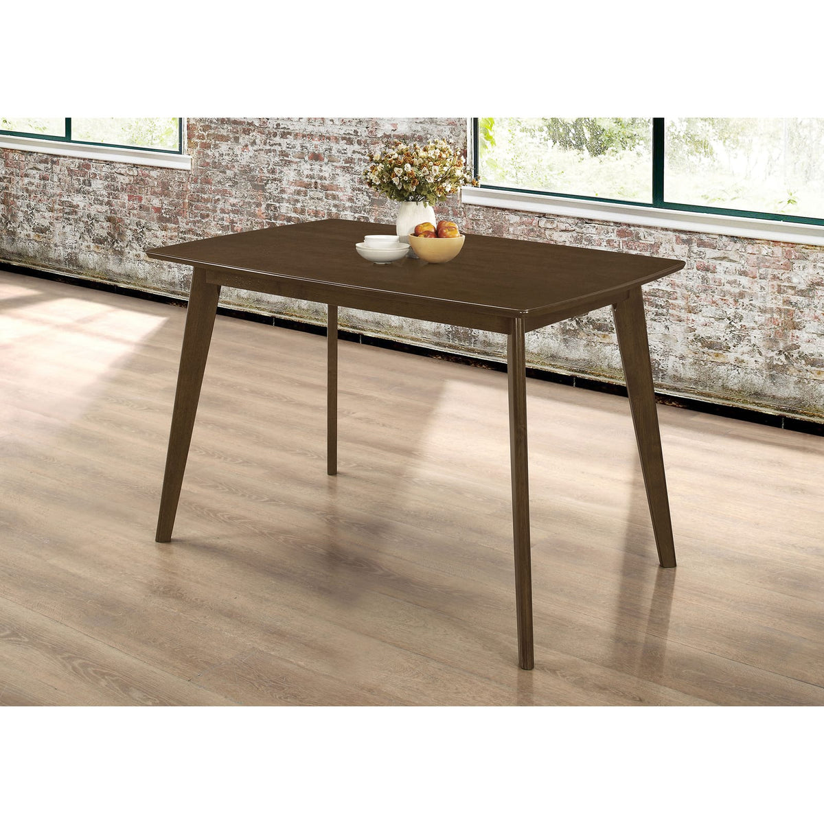 Mid-Century Modern Brown Dining Table - 48" Rectangular