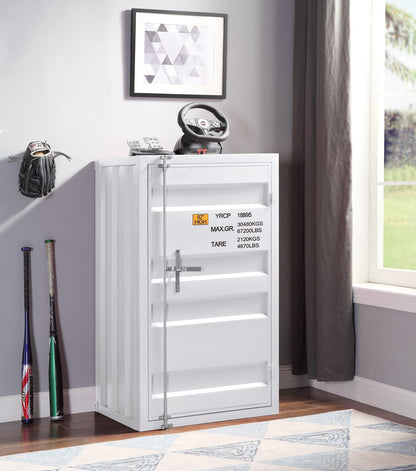Cargo White Finish Chest - Metal Dresser, 28" Wide Storage