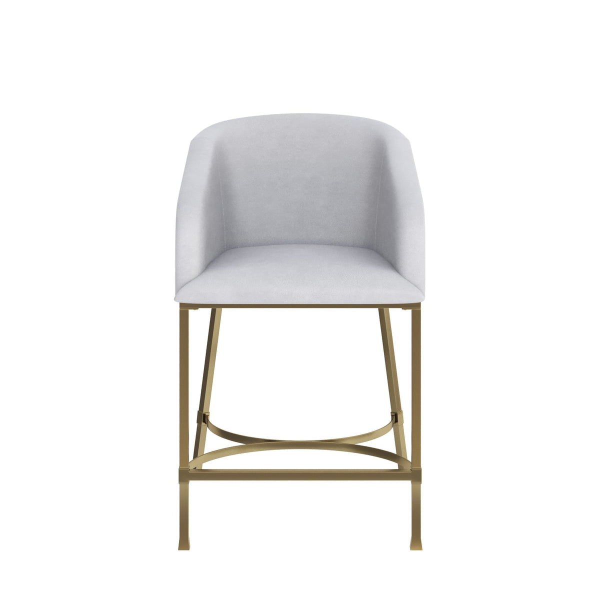 26" Modern Counter Stool - White Faux Leather & Gold Steel Frame, 1PC