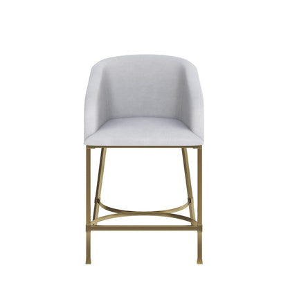 26" Modern Counter Stool - White Faux Leather & Gold Steel Frame, 1PC