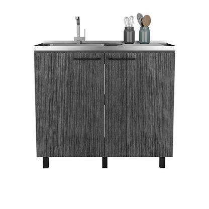 2 Freestanding Utility Base Cabinet - Smokey Oak Kitchen Sink