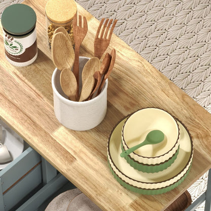 Gray Kitchen Cart with Wheels - Storage Trolley for Dining Room