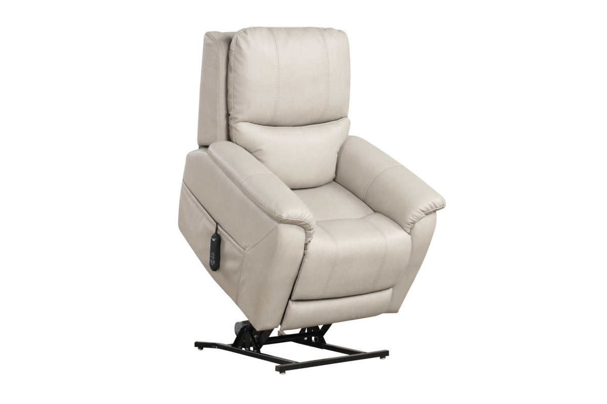 Contemporary Light Gray Lift Chair - Saddle Arms Wired Controller