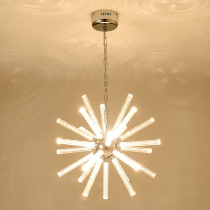 Nickel Metal Bubble Pillar Chandelier - 24 Lights