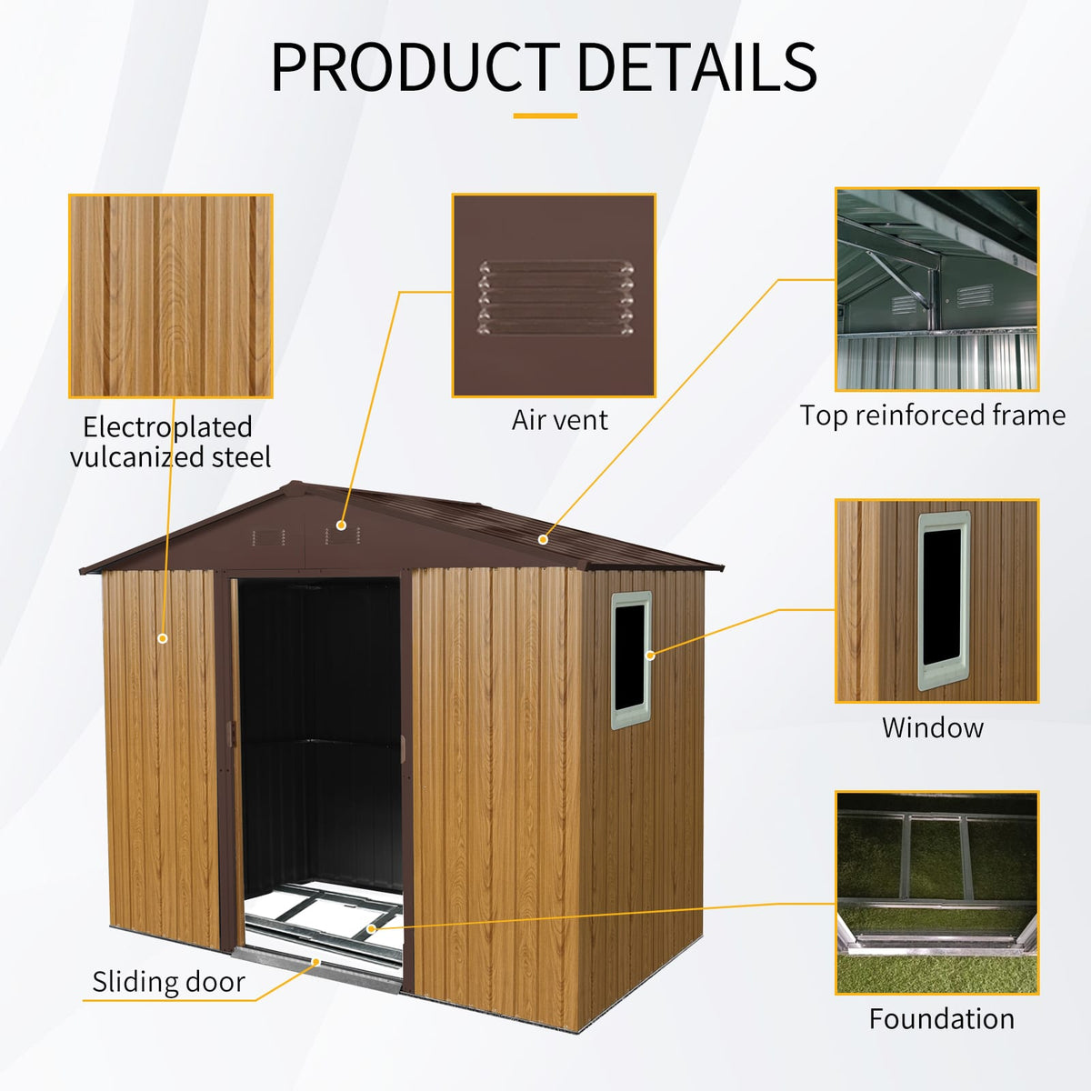 Coffee Metal Storage Shed for Garden and Backyard Outdoor Storage