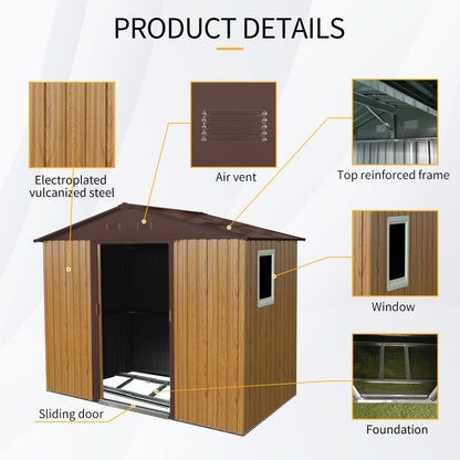 Coffee Metal Storage Shed for Garden and Backyard Outdoor Storage