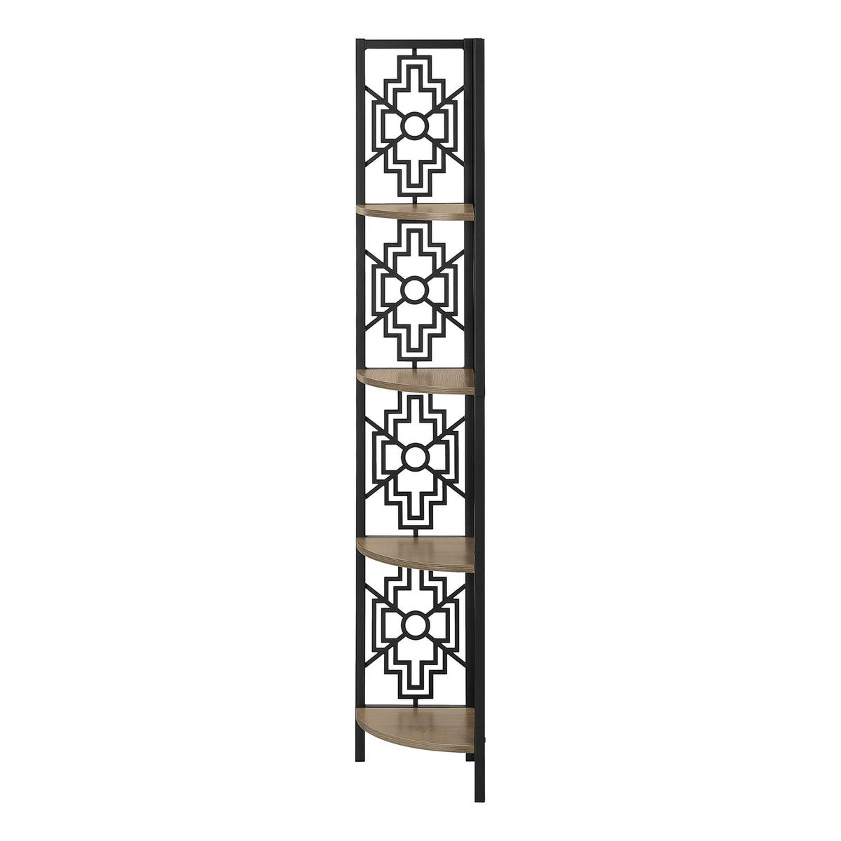 4 Tier Taupe Metal Etagere Bookcase - Corner Shelf Display