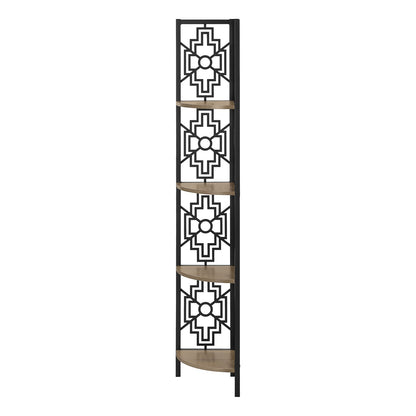 4 Tier Taupe Metal Etagere Bookcase - Corner Shelf Display