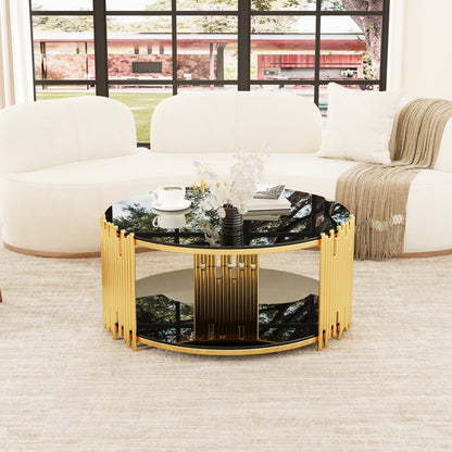 Modern Black Stainless Steel Coffee Table - Sleek & Durable Design