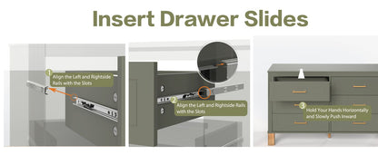 6-Drawer Olive Green Dresser - Modern Storage Cabinet for Kids Bedroom