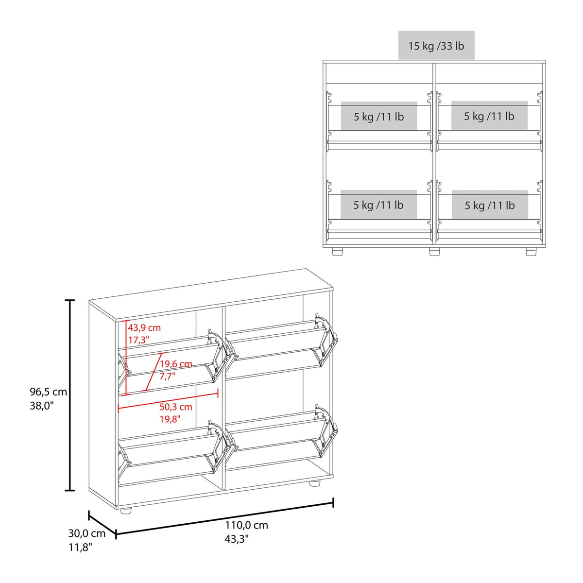 Modern White MDF Shoe Cabinet for Bedroom Footwear Storage for Living Room