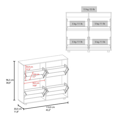 Modern White MDF Shoe Cabinet for Bedroom Footwear Storage for Living Room