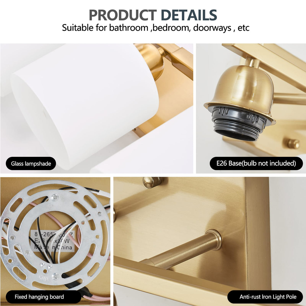 6 Light Gold Bathroom Vanity Light - Brushed Gold Fixture