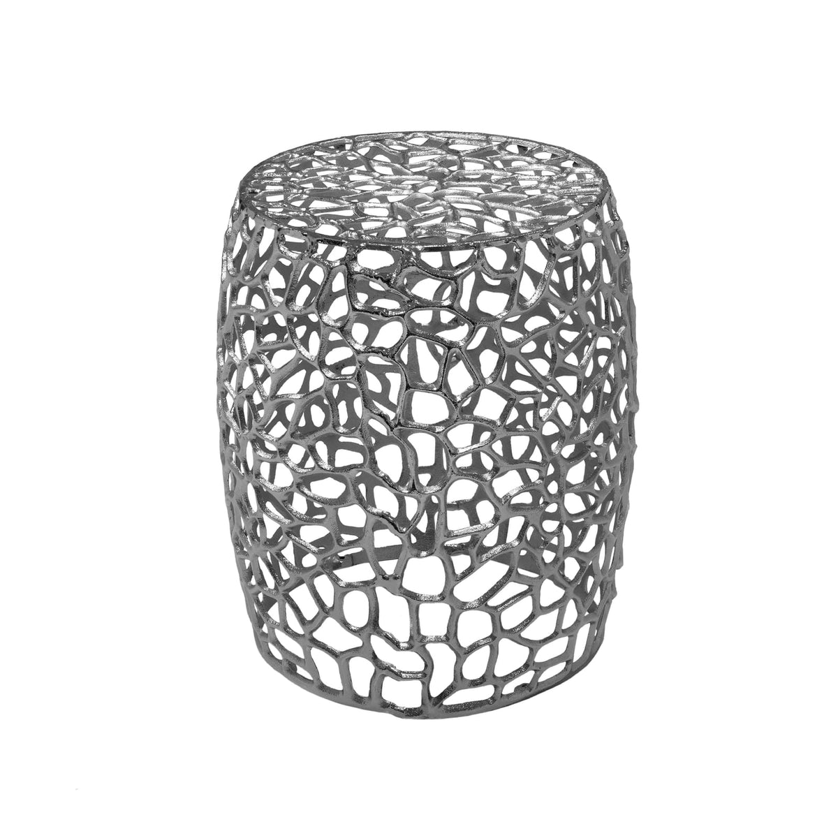 Aluminum Drum End Table - Nickel Finish for Living Room