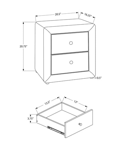 Grey Velvet Upholstered Nightstand - 20.5" Storage Table