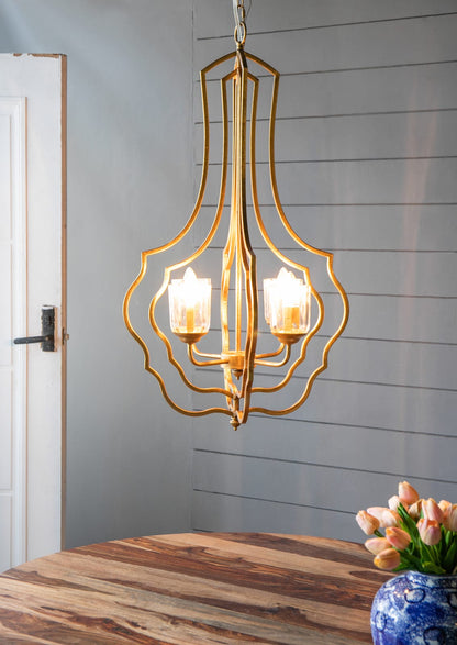 Gold Iron Chandelier - 4 Light Hanging Fixture