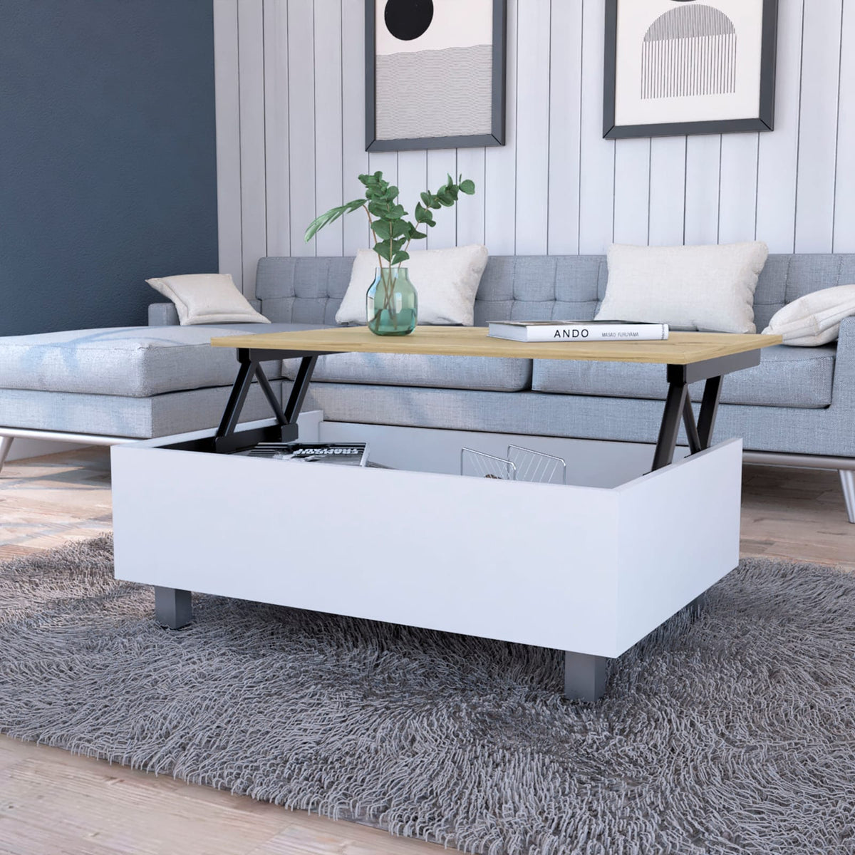 Multicolor Lift Top Coffee Table with Storage for Dining Room