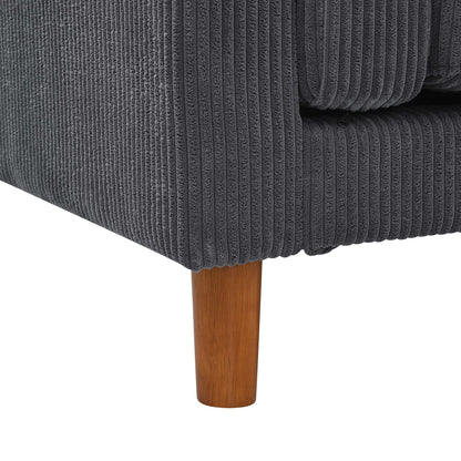 Dark Gray Corduroy 3 Seat Sofa - Modern Style for Living Room