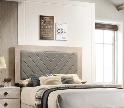California King Cream Grey Wood Bed Frame for Bedroom