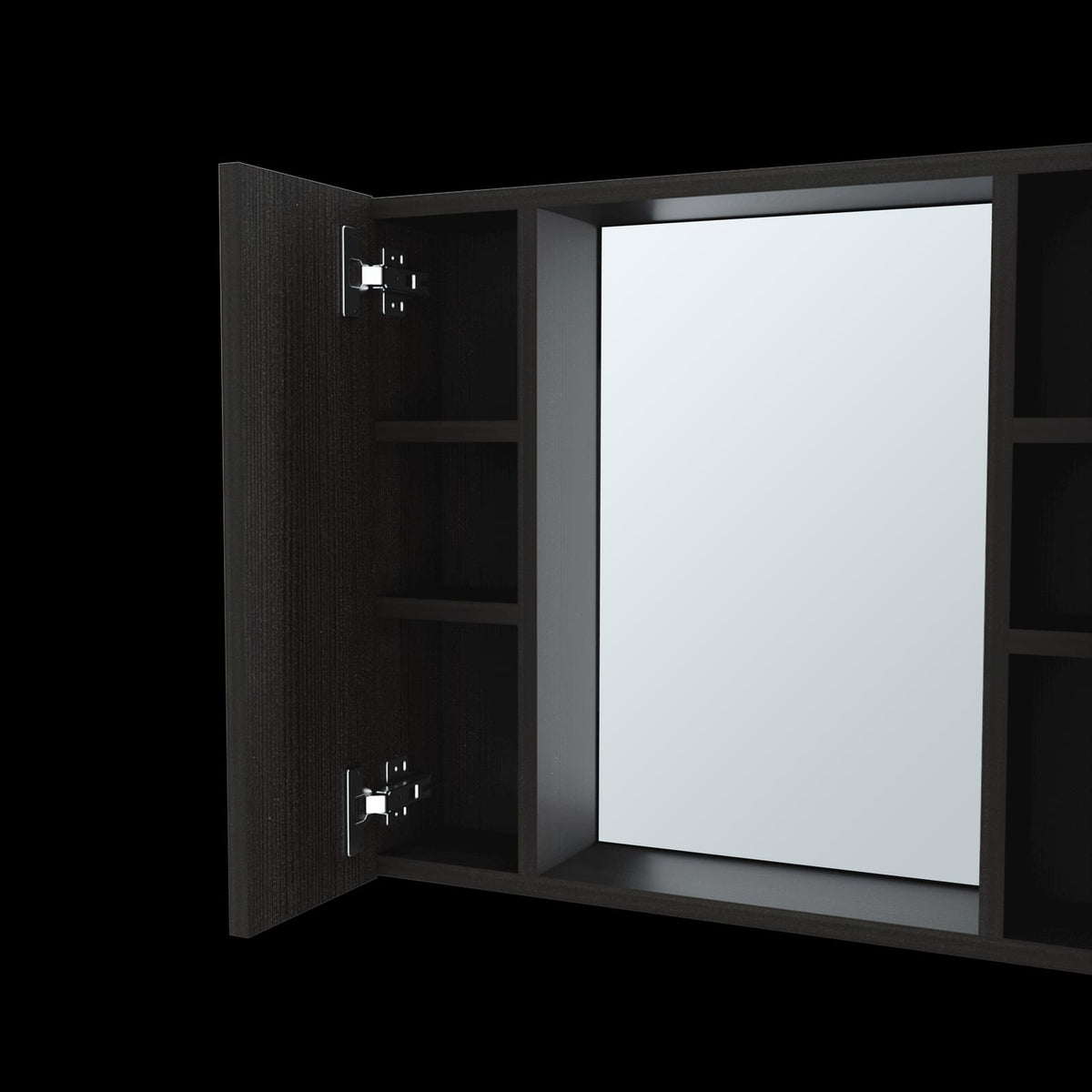 Black Bathroom Storage Cabinet with Mirror - 19" H