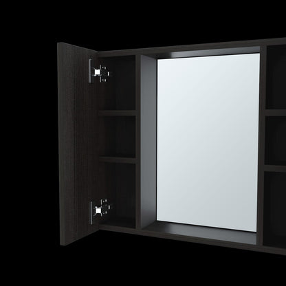 Black Bathroom Storage Cabinet with Mirror - 19" H