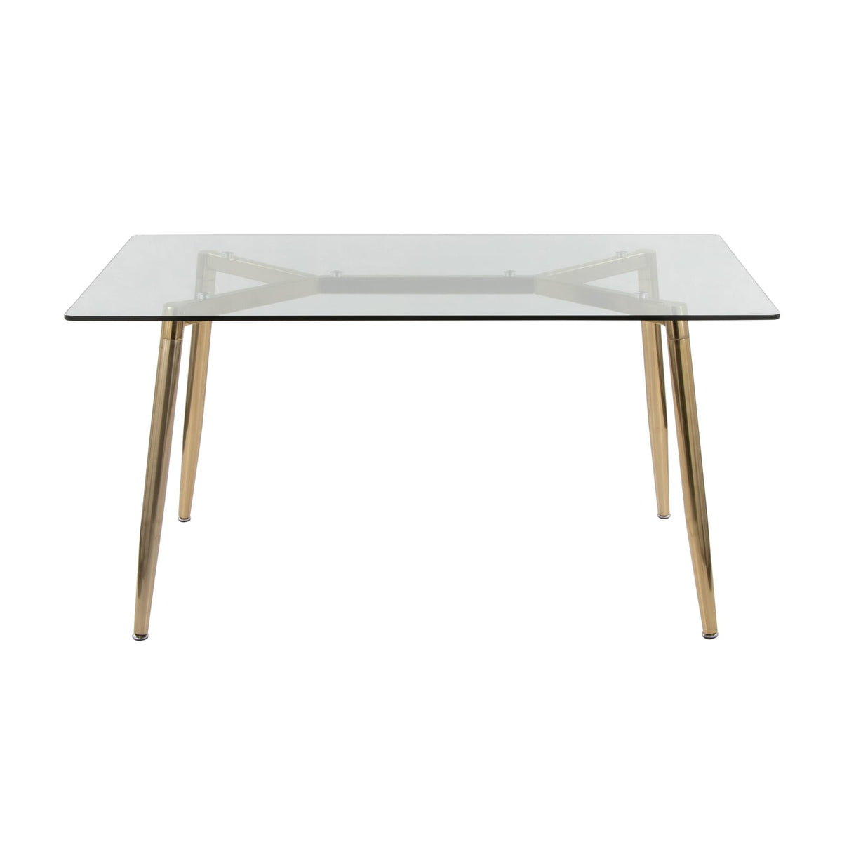 Gold Glass Dining Table with Metal Legs for Modern Dining Room