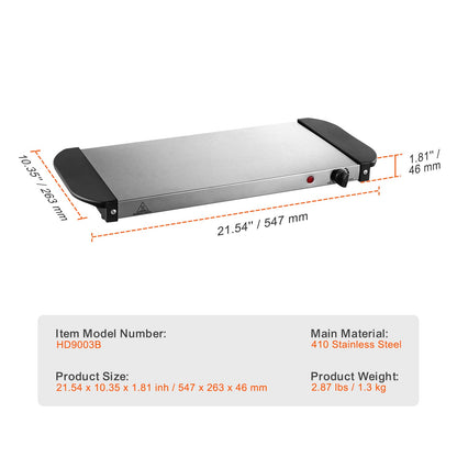 Stainless Steel Electric Warming Tray - 24" Buffet Tray