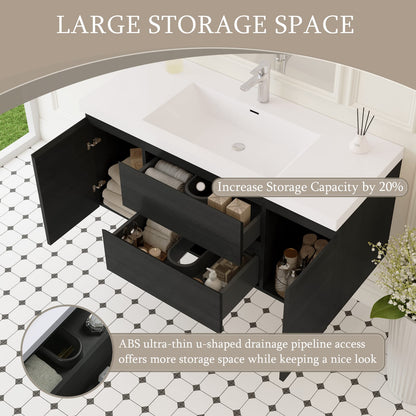 48 Inch Espresso Floating Bathroom Vanity with Resin Sink