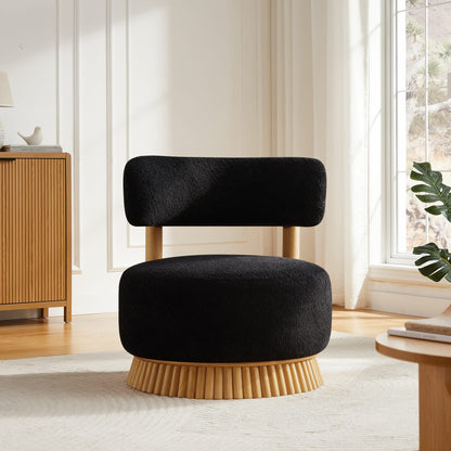 Black Boucl Armless Chair - 27.5" Farmhouse Style Accent Seat