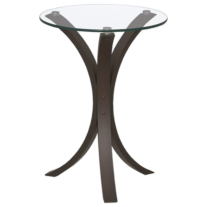 Cappuccino Round Glass Top Side Table for Living Room