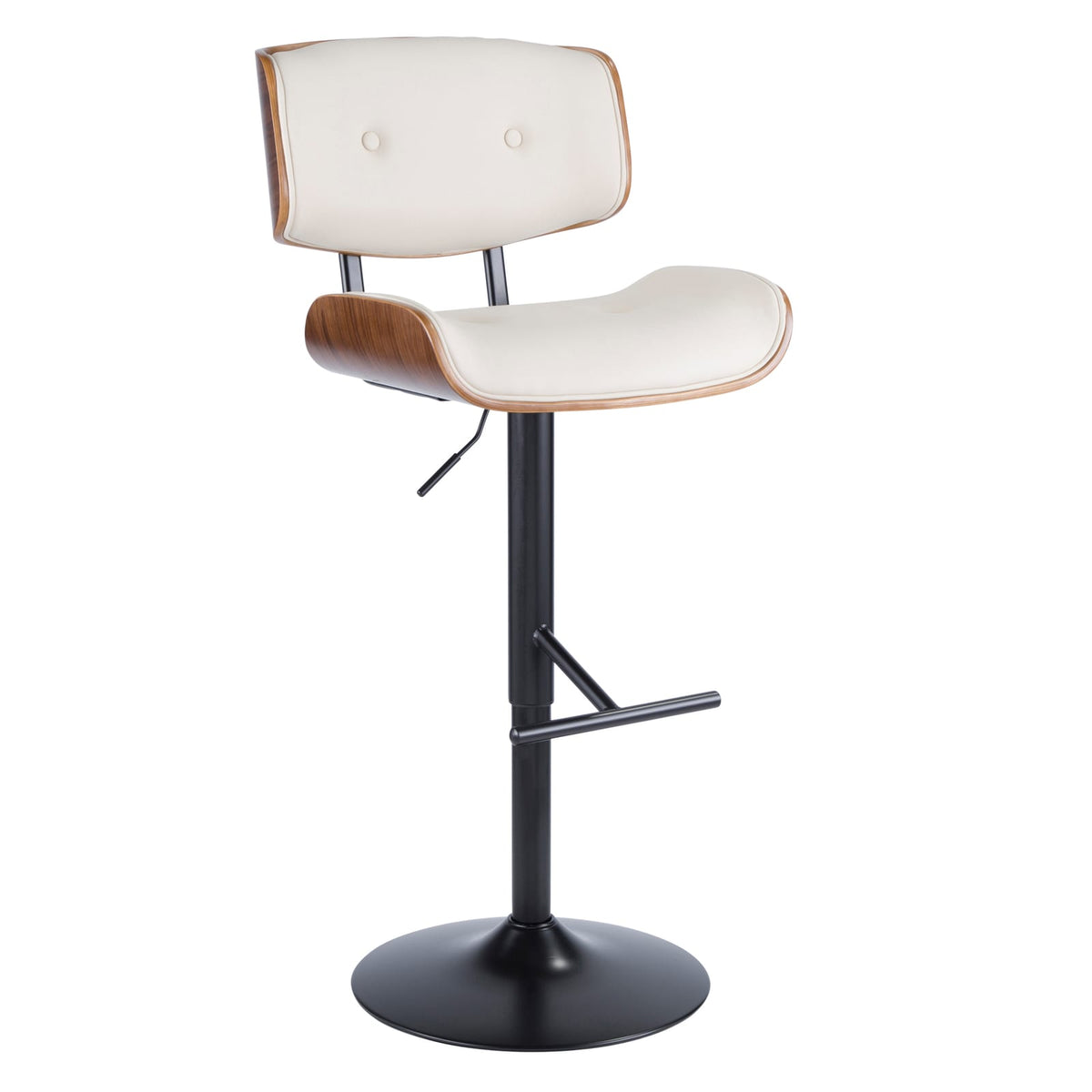Mid-Century Barstools - Cream Faux Leather Set of 2