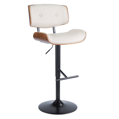 Mid-Century Barstools - Cream Faux Leather Set of 2