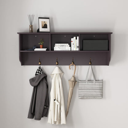 Espresso MDF Entryway Coat Rack with Hooks - 38.58"W