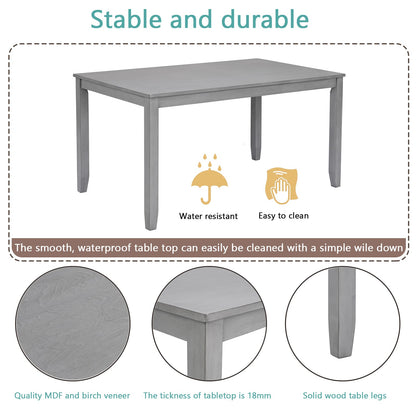 Gray Rectangular Dining Table Set - Seats 4