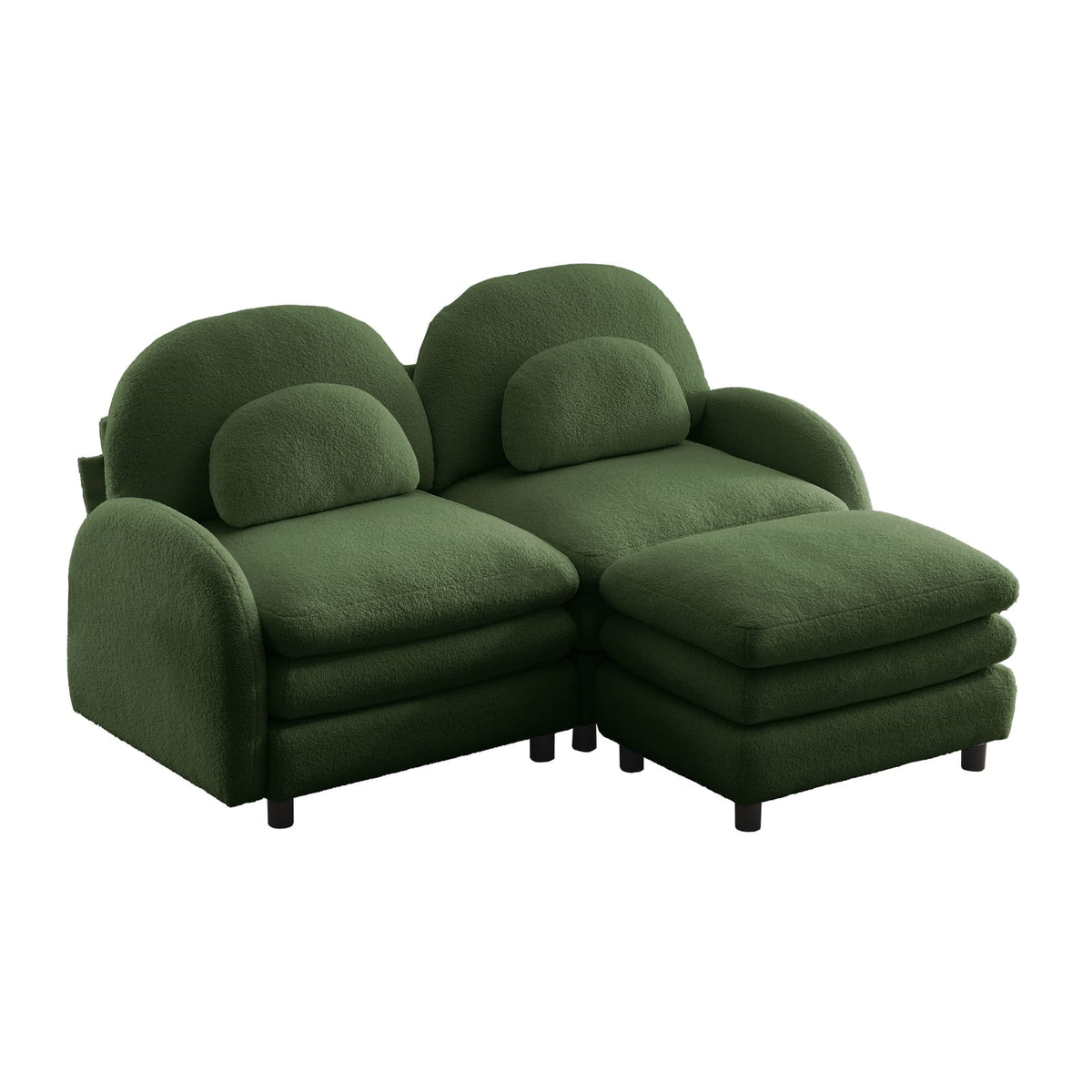 Green Teddy Loveseat Sofa - 2 Seat Modular Couch for Living Room